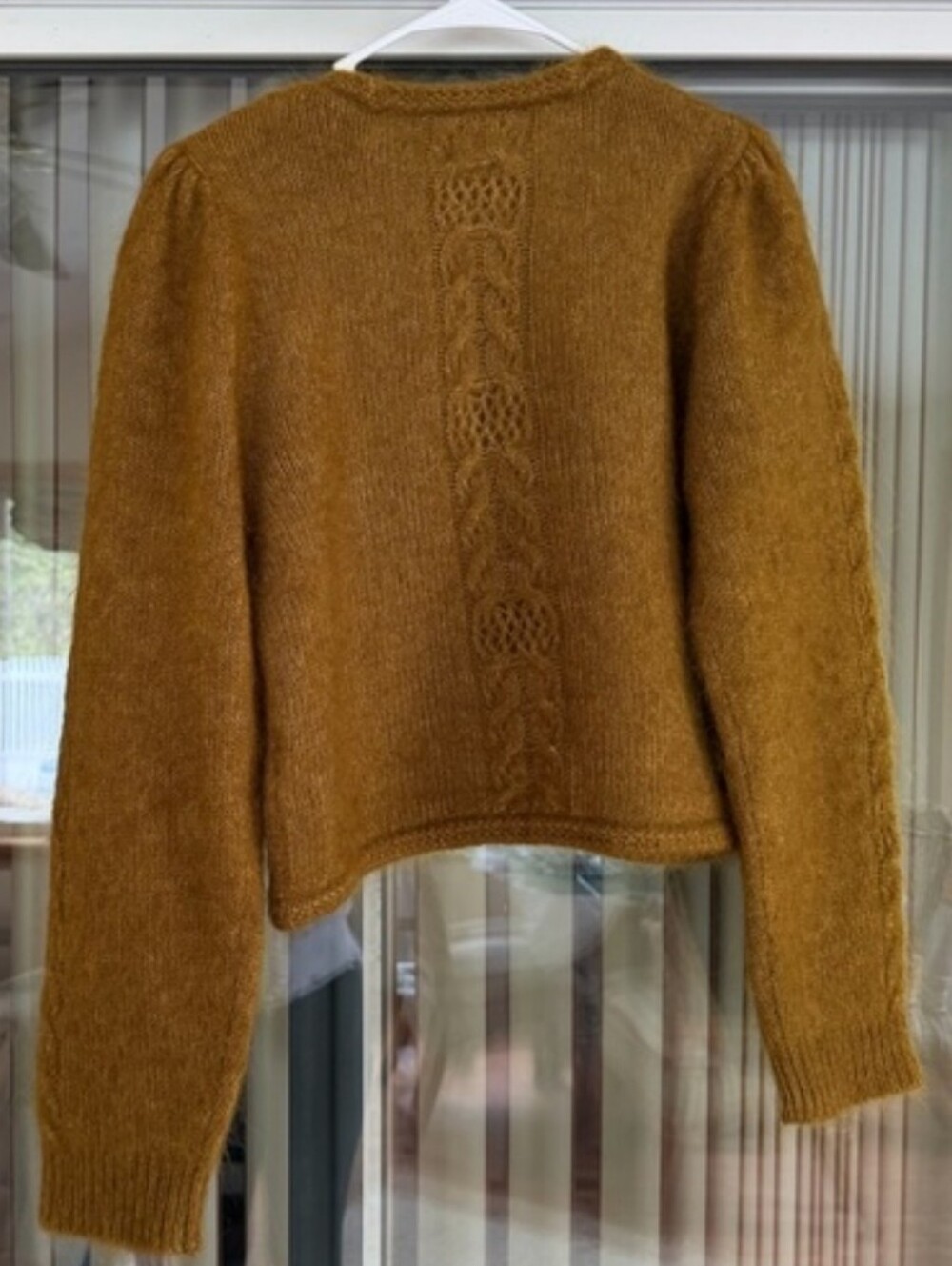 SÉZANE Evi Mohair Marled Olive Green Brown Cable Detail Cardigan M NWOT - Picture 8 of 8